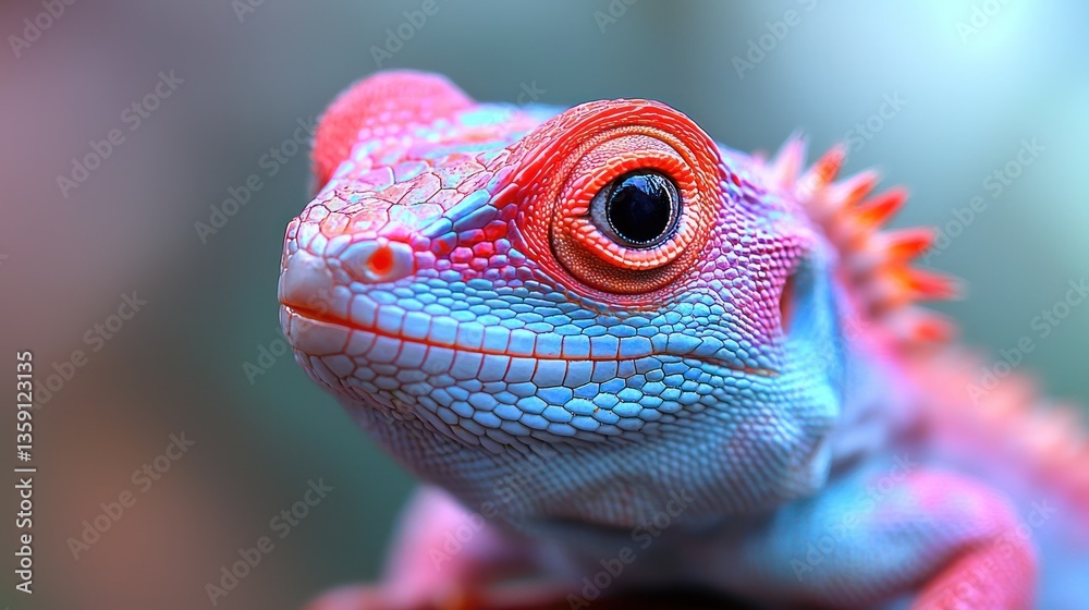 Fototapeta premium Close-up vibrant lizard portrait, nature scene