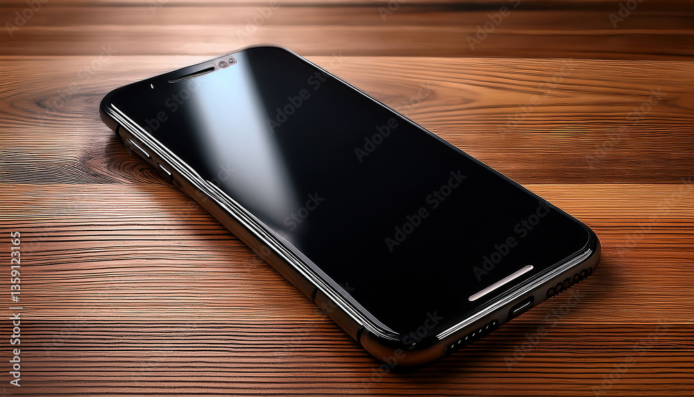Minimalist black smartphone on a wooden table with soft lighting and natural textures
Minimalist black smartphone on a wooden table with soft lighting and natural textures