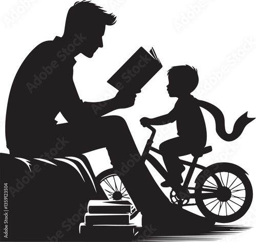 Father and Son Reading Vector Bundle