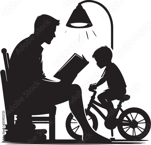 Father and Son Reading Vector Bundle