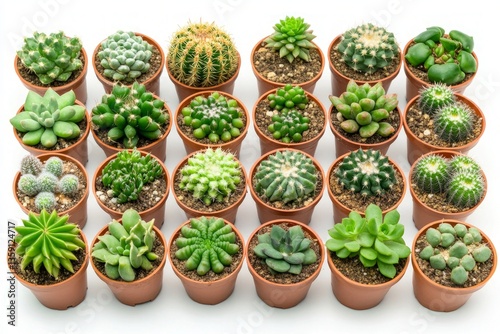 A Delightful Collection of Succulents and Cacti in Miniature Pots. Perfect for Home Decor