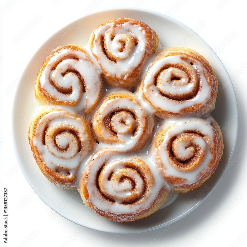 Fototapeta premium An appetizing cinnamon roll isolated against a white backdrop