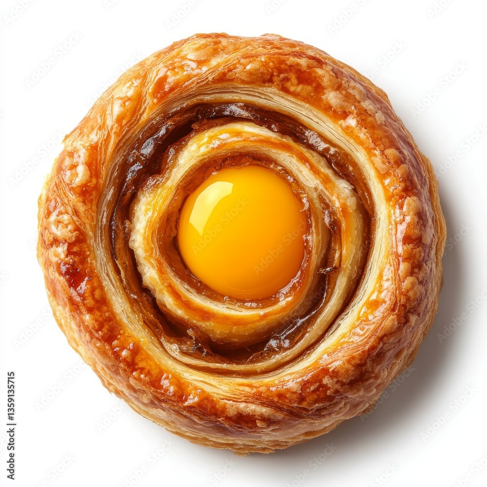 Fototapeta premium A delectable custard Danish, highlighted against a transparent backdrop