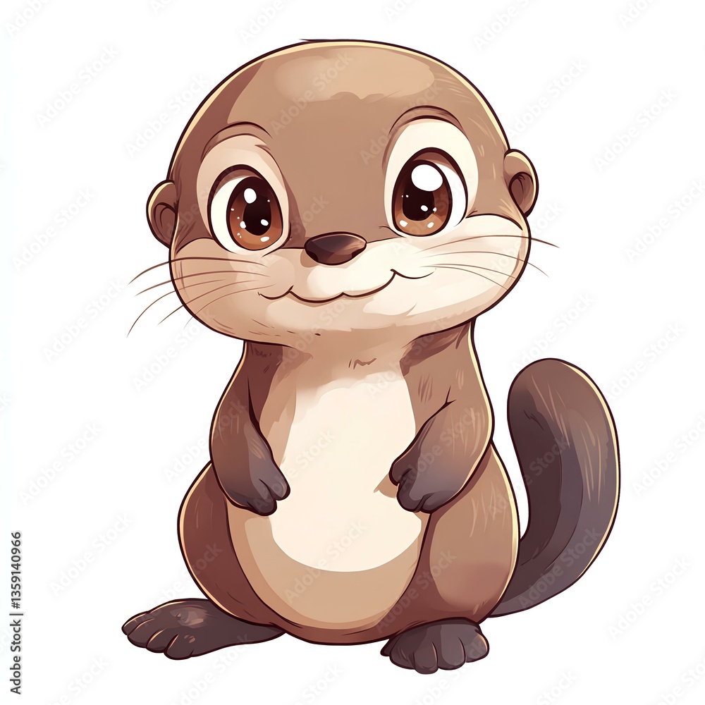 Cute baby Playful otter character, cartoon, webtoon, illustration