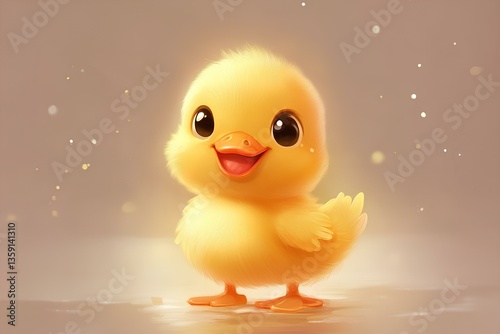 Cute baby duck character, cartoon, webtoon, illustration 