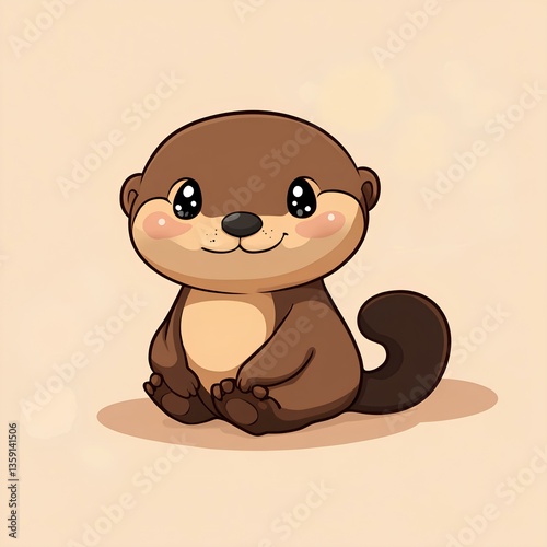 Cute baby Playful otter character, cartoon, webtoon, illustration 