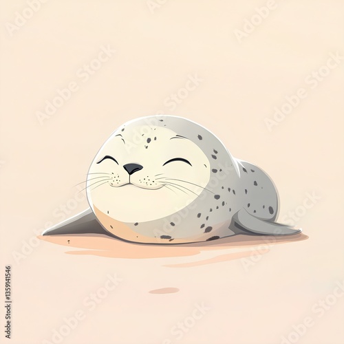 Cute baby Sleepy seal character, cartoon, webtoon, illustration