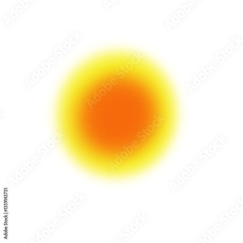 Warm yellow-orange glowing circle with soft gradient effect with noise effects on transparent background photo