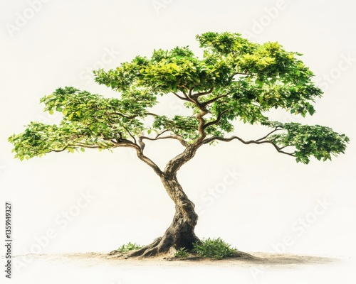 Banzai Tree. Aged and Green Nature Artwork of Banzai Plant in Garden