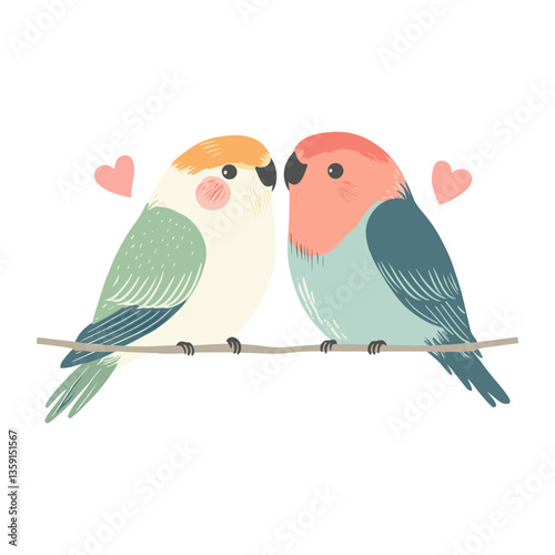 Love bird birds illustration pastel vector