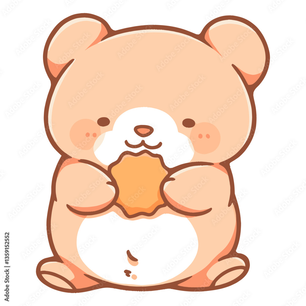 Cute bear eating a cookie cartoon illustration character vector Cute bear eating a cookie cartoon illustration character vector