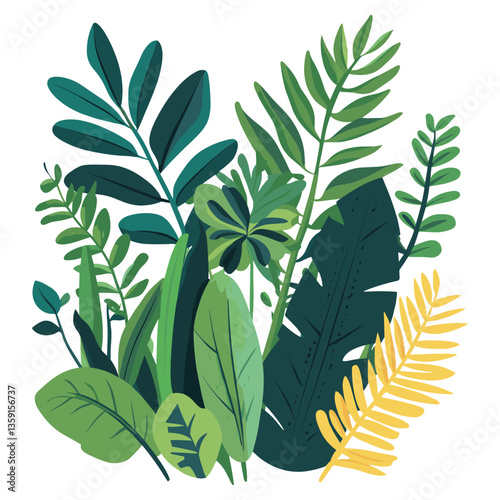 Jungle vegetation nature leaves green vector