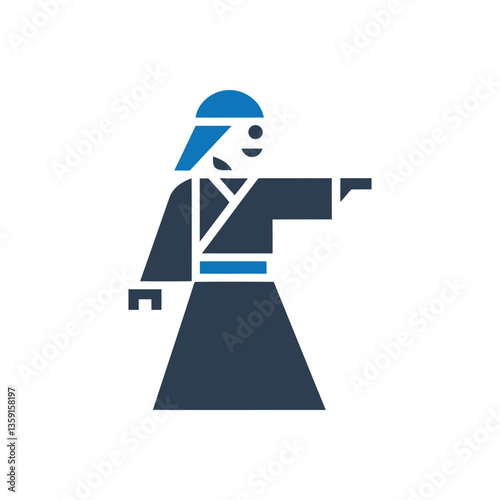Female Warrior Pointing Icon