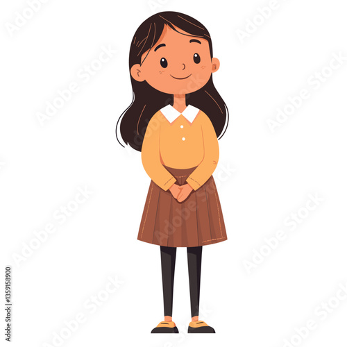6 years old girl cartoon illustration smiling vector