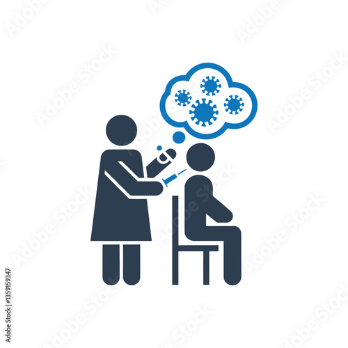 Vaccination with virus thoughts icon