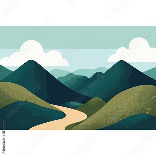 Illustration background mountains landscape vector