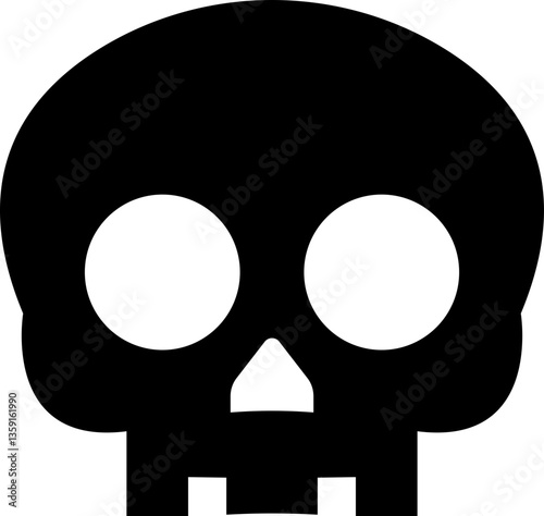Skull vector icon, abstract spooky design, pirate icons logo Halloween ghost graphic symbol, Symbols of poison and danger. Pirate flag attribute pictogram, isolated on transparent background.