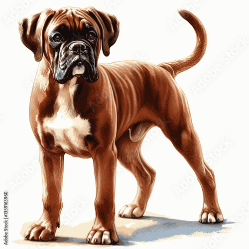 Boxer dog isolated watercolor vector illustration svg