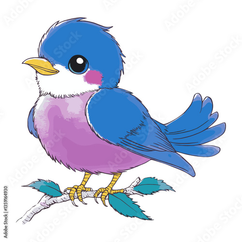 Blue bird illustration cartoon animal vector