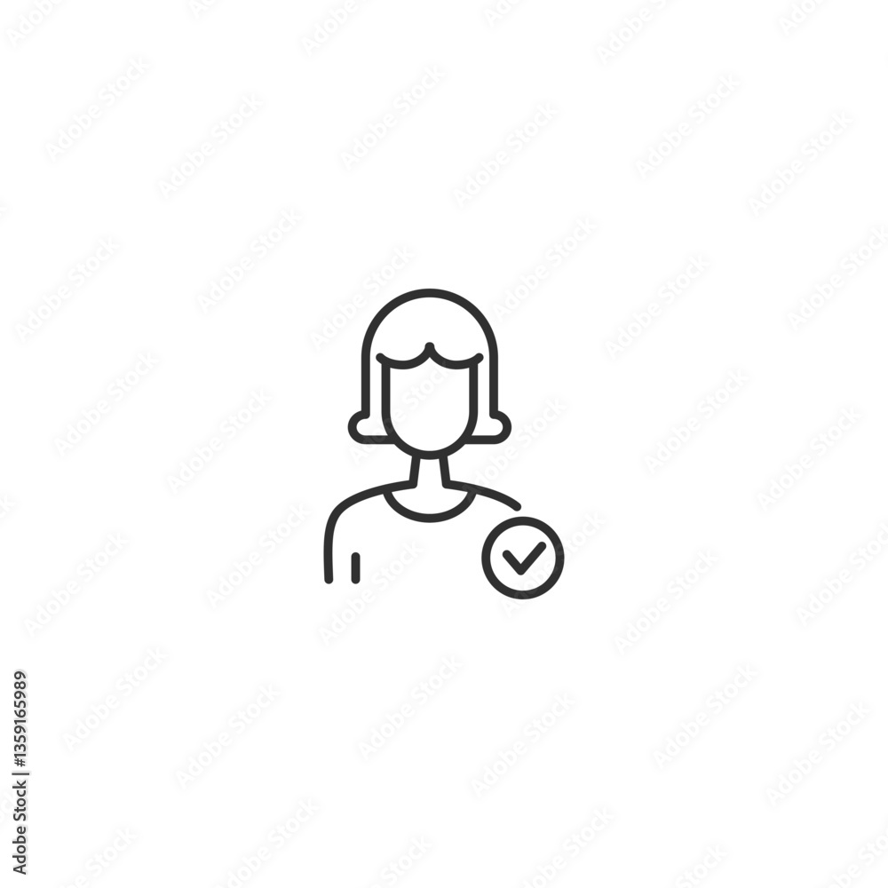 Fototapeta premium Minimalist user profile icon with check mark in vector format