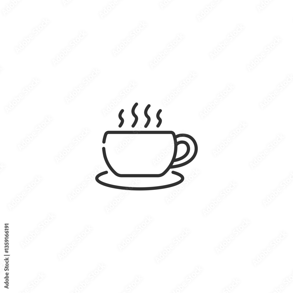 Vector line icon of a steaming coffee cup Vector line icon of a steaming coffee cup