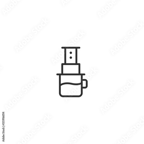 Coffee dripper with cup vector icon for brewing equipment design