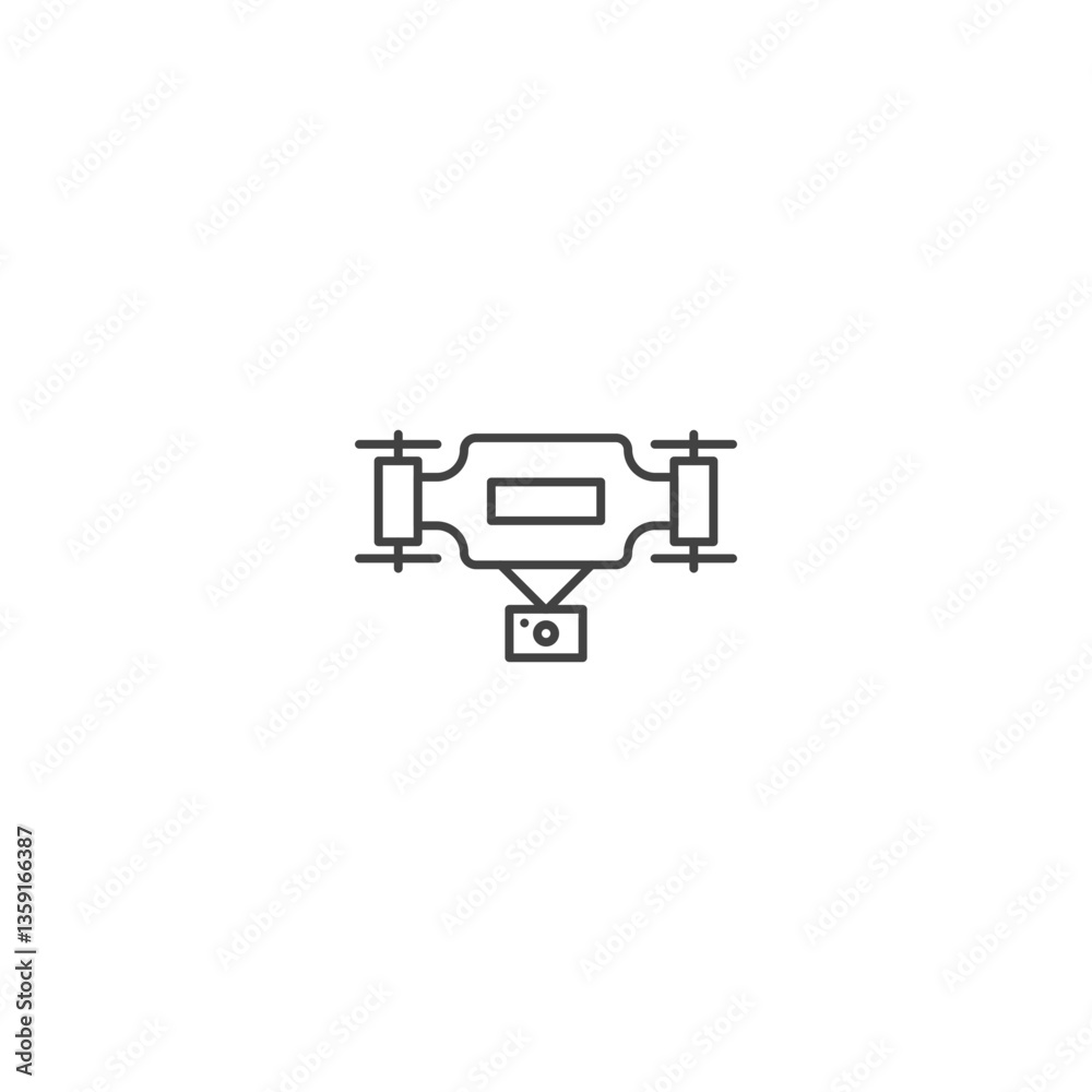 Drone with camera line icon in vector format for technology design Drone with camera line icon in vector format for technology design