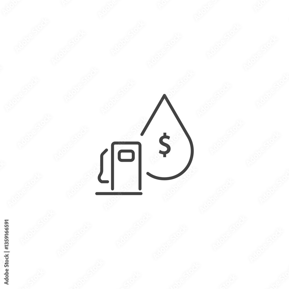 Gas station price indicator icon in vector linear design