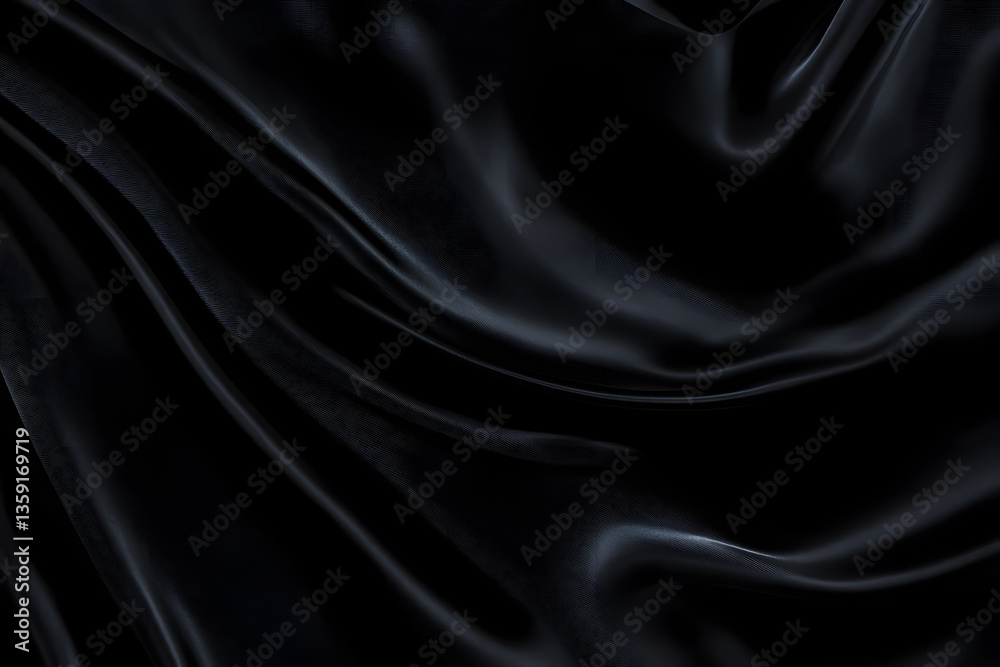 Obraz premium Black gray satin dark fabric texture luxurious shiny that is abstract silk cloth background with patterns soft waves blur beautiful.