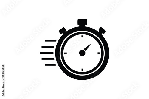 Fast time stop watch icon on white background