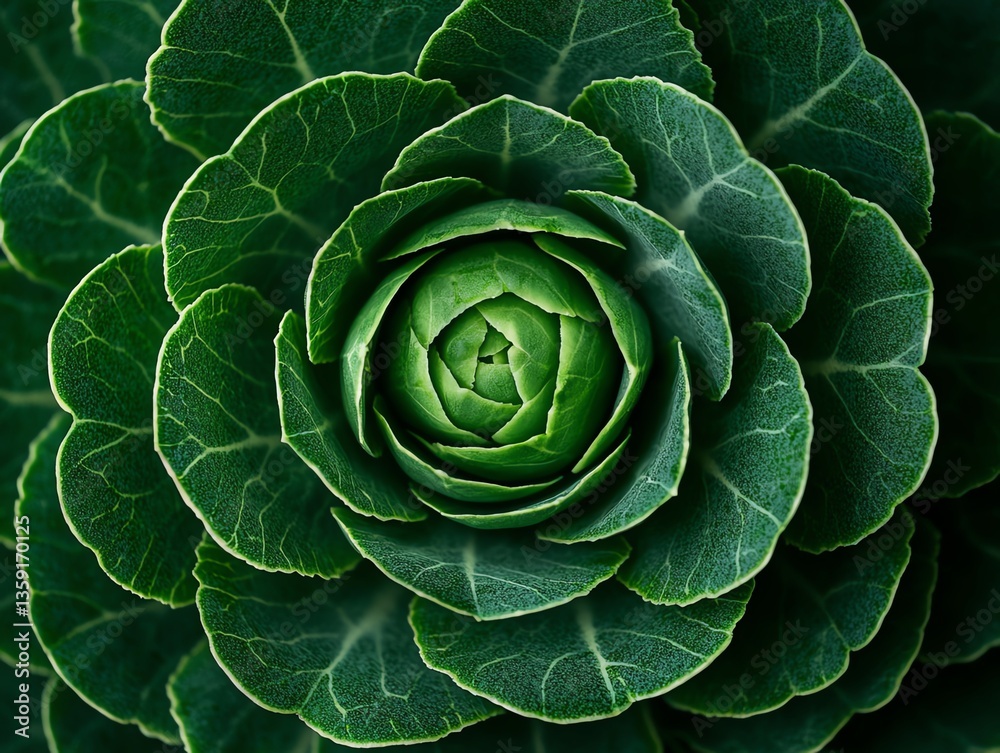 Fototapeta premium Macro shot of overlapping petals creating concentric patterns, flora symmetry, natural focus