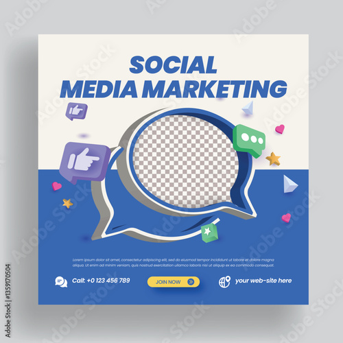 Modern creative live streaming webinar conference social media post and digital business marketing banner template suitable for square banner, flyer or poster with 3d render gradient colorful design