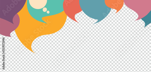 Colored Speech Bubble on transparent background. Communication and dialogue.Social network. Speak - discussion - chat.Talking and communicate Symbol.Equality inclusion diversity concept