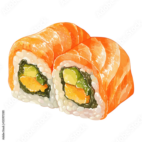 Egg roll sushi illustration colors rolls vector