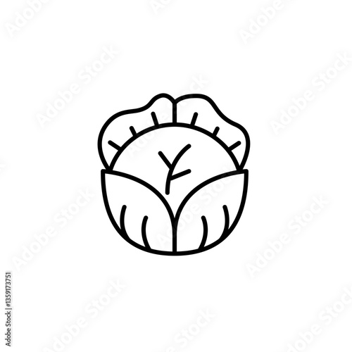 Cabbage. Groceries shopping. Green living, vegan food and dieting. Pixel perfect, editable stroke vector icon