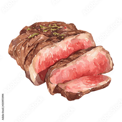 Sirloin Steak watercolor steak food vector