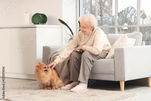 Senior woman with Pomerania...