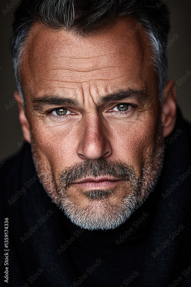 Fototapeta premium Portrait of a Handsome Man with Flawless Skin and a Confident Smile