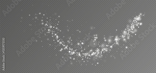 White dust. Light particles. Decoration. 
Vector. Christmas dust, bokeh lights.