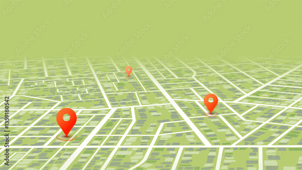 Navigation concepts. Detailed city map with clear directional signs and highlighted destination point. Abstract urban plan POI with city streets. Vector illustration travel path for travel