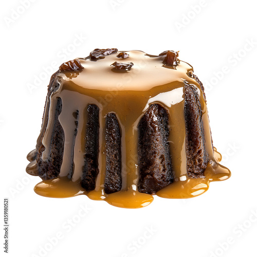 Sticky Date Pudding Isolated on Transparent Background