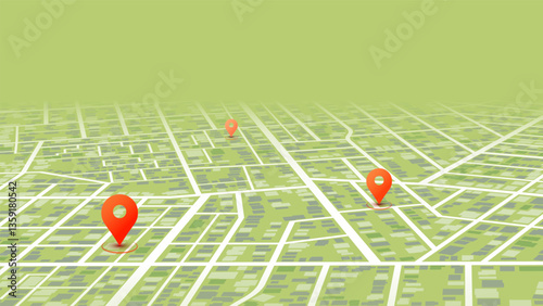 Navigation concepts. Detailed city map with clear directional signs and highlighted destination point. Abstract urban plan POI with city streets. Vector illustration travel path for travel