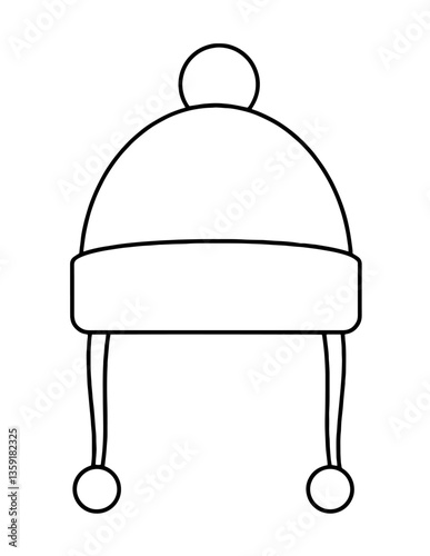 Winter hat with pom-pom and ties, cozy and warm clothing accessory designed for cold weather, offering comfort and protection from winter chills, outdoor winter activities and fashion.