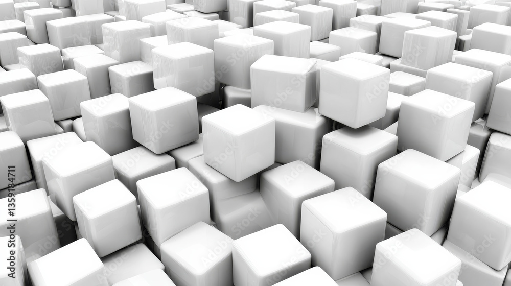 White cubes create modern 3D chaotic pattern White cubes create modern 3D chaotic pattern