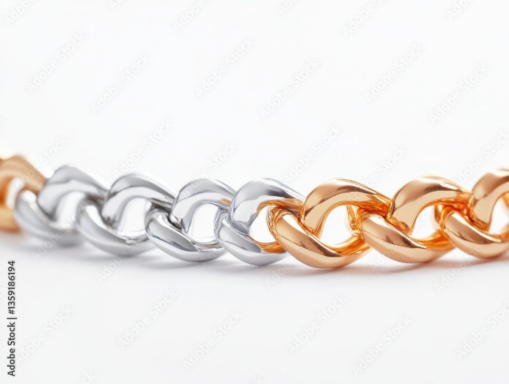 Gold and silver chain links Gold and silver chain links