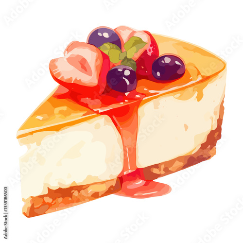 Slice Cheesecake illustration cheesecake strawberry vector