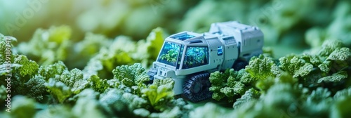 Miniature vehicle amidst greenery photo