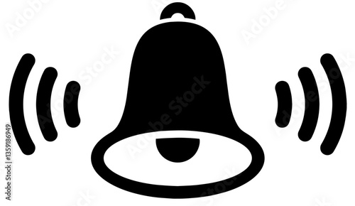 A bell icon with two curved lines on either side, symbolizing sound or vibration, often used in notification systems, alerts, or to grab attention, communication and urgency in digital or traditional 