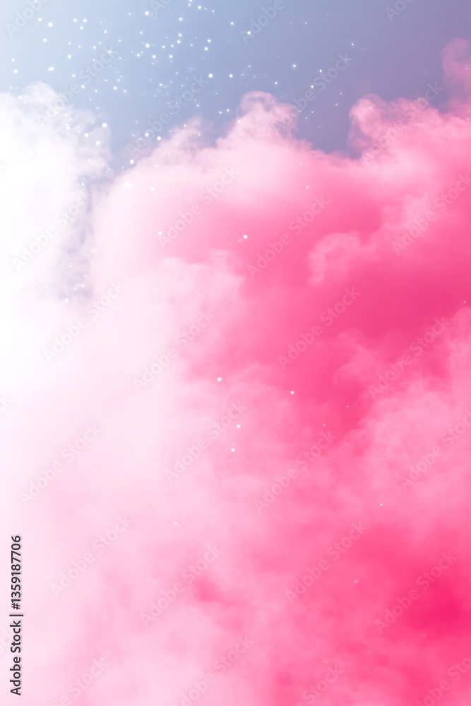 Fototapeta premium Dreamy pastel pink clouds and starry sky for fantasy backgrounds