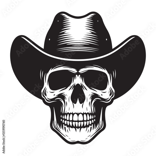Silhouette Cowboy Skull with Hat An Western themed Illustration Art